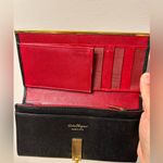 Salvatore Ferragamo  Black Saffiano Leather Continental Gancini Long Wallet Photo 3