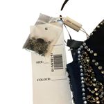 Madison James Navy Beaded Halter Prom Gown With Open Back Size 10 long 2 piece Photo 6