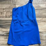 Blue Blush Asymmetrical One Shoulder Romper Photo 0