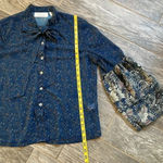 La Bellum  Hillary Scott print blouse Bell Sleeves Navy Tie at neck Women’s Size M Photo 7