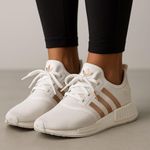 Adidas  NMD White Rose Gold Sneakers | Tenniscore Clean Girl Aesthetic Photo 0