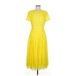 J.Crew NWT Midi in Bright Kiwi Yellow Embroidered Chiffon Short Sleeve Dress 2 Photo 10
