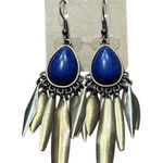 Bohemian Blue Bronze Dangle Chandelier Teardrop Fashion Earrings Boho Festival Blue Photo 0