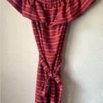 Loft Beach Ruffled Off Shoulder Dress Cover Up Mini Striped Tie Waist Small NWT Photo 4