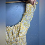 Lulus  Sweetest Frills Yellow Print Tie-Strap
Smocked Bodysuit Photo 10