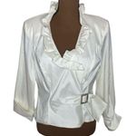 XScape ivory ruffled special occasion top with rhinestone button buckle size 12 Photo 0