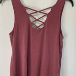 American Eagle  Women's Soft & Sexy Tank Top Sueded Lace Up Modal Pink Size Small Photo 0