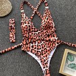 Boutique 1632 Clearance vintage style cheetah shoulder bling monokini Photo 3