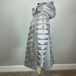 Michael Kors  Quilted Puffer Coat Size Large Gray Mid Length Packable Jacket Photo 4