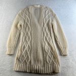 American Eagle  Small Cardigan Sweater Cable Knit Oversized V-Neck Wool Cream Photo 10