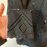 Vintage Black Embroidered Floral Sweater L Ramie Cotton 90s Size L Photo 11