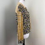 ZARA  Mixed Print Floral Plaid Button Down Crop Long Sleeve Blouse Top Large Photo 4