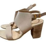Seychelles Chunky Heel Platform Sandals Leather Tan Cream Size 9.5 Photo 0