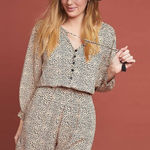 BEACHGOLD Chelsea Animal Print Romper in Brown Motif Size Medium Tan Photo 0