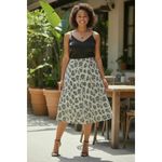 Talbots  Leopard Print A Line Midi Skirt 14 Linen Silk Earthy Flowy Modern Luxury Photo 1