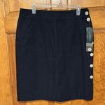 Ralph Lauren Lauren  navy Pencil Skirt W/Full side buttons Size 10-NWTS Photo 0