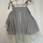 INA  [i:na] Women's Size Small Black White Stripe Off Shoulder Chiffon Ruffle Top Photo 5