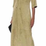 Dorothee Schumacher Velour Softness Leather Maxi Dress Size Small Green Photo 0