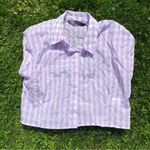 ZARA  purple gingham shoulder pad poplin crop top M Photo 3