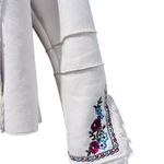 Rosy Love's 70's Style Embroidered Faux Fur Jacket Size Medium Buckle White Boho Blue Photo 4