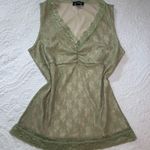 A Byer A. Byer Y2K Fitted Lace Tank Top. Size: Large. Sage Green w/ Cream Lining. Photo 1