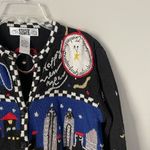Vintage Size S Black New Years Jacket Happy New Year Art to Wear Sweater Photo 4