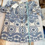 Sezane South Blouse Embroidered Floral Eyelet Blouse Summer French Blouse US 6 Photo 8