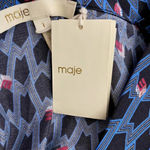Maje Cristen Blouse Top Blue Printed Geometric Photo 10