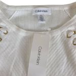 Calvin Klein NWT Ribbed Long Sleeve Riveted Lace Up Detail Sweater Size Small Photo 4