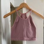 Free People Movement Pink Halter Neck Ribbed Crop Top Photo 0