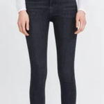 ZARA Jeans Womens 12 Midnight Black High Waist Skinny Raw Hem Cotton Photo 0