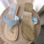 Hillard & Hanson Blue and tan  beaded thong sandals slippers flats open toe Genuine Leather Photo 3
