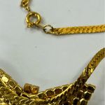 Vintage 80’s gold tone herringbone rhinestone bow necklace 17” Photo 4