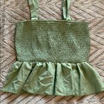 SheIn Green Smocked Peplum Crop Top size large‎ Photo 1