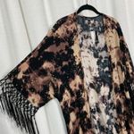 Torrid Brown&Black Tie Dye Fringe Kimono Sz.1/2 NWT Photo 10