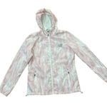 New Balance Pink Marbled Hooded Raincoat Full Zip Jacket Womens Size Medium Photo 2