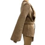 Lush Clothing Lush Wool Blend Fully Lined Tan Open Front Tie Belted Waist Coat Womens Small Photo 3