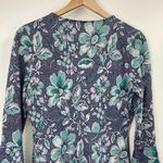 Maeve  Florence Floral Print Swing Mini Dress Bell Sleeve Blue Womens Medium Photo 4