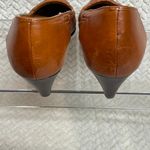 Vintage Pappagallo Cognac Leather Loafer Kitten Heel Shoes Office Size 7N Twee Brown Photo 5