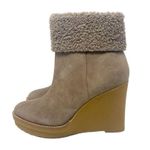 Ralph Lauren NEW LAUREN  Steph Shearling-Cuff Wedge Booties Taupe Size 9.5 Photo 3