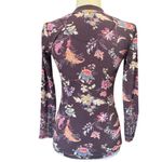 Sundance Purple Floral Waffle Knit Henley XS with Velvet Button Sleeve Detail Photo 2