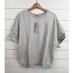 Catherine Malandrino Size S Grey Heather Pearl Studded Short Sleeve Sweatshirt Photo 1