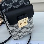 Michael Kors Black Multi Phone Crossbody Sloan SM Top Zip Front Pocket Photo 1