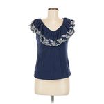 Anthropologie Moulinette Soeurs Embroidered Nautical Navy Sz Medium Top Photo 2