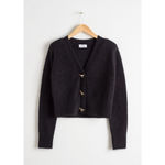& Other Stories & Other Stories Black Wool Mohair Blend Cardigan Sweater Gold Dinosaur V Neck XS Photo 3