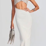 retrofete Fernanda Embellished Asymmetric Maxi Dress White/Silver Womens Size Sm White Photo 0
