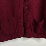 VTG Cardigan Sweater Maroon floral tonal embroidery Pearl bead details Grannycor Size undefined Photo 3