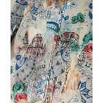 Chico's Gauzy Thin Asian Print Button Up Blouse Womens Sz 3/XL Artsy Abstract Photo 2