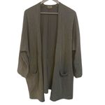 DONNI ribbed cardigan pockets one size fits all grayish taupe oatmeal color Gray Photo 2