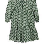 ZARA Oversized Cadie Geometric Print Tiered Pleated Mini Dress Tie XS Green Photo 3